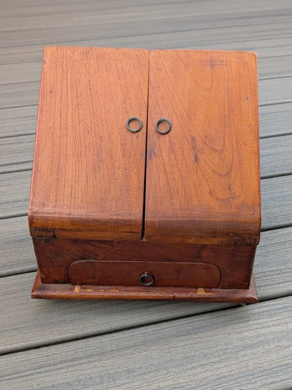 Vtg Stationery Cabinet Desk Compendium Antique letter Stationary Box w/ Drawer